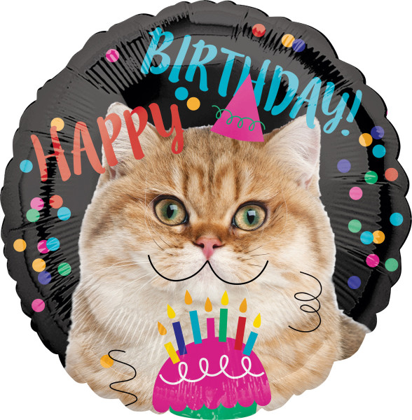 Palloncino foil Happy Birthday Cat circa 43cm