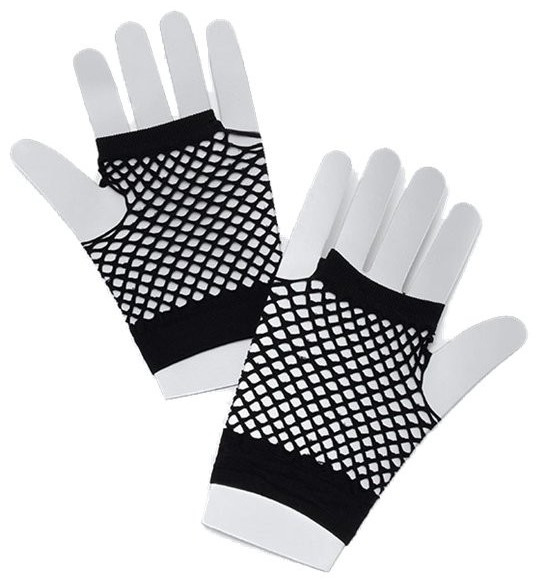 Short 80s mesh gloves black
