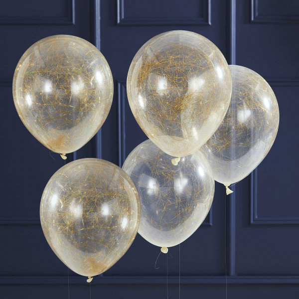 5 Goldene Engelshaar Luftballons 30cm