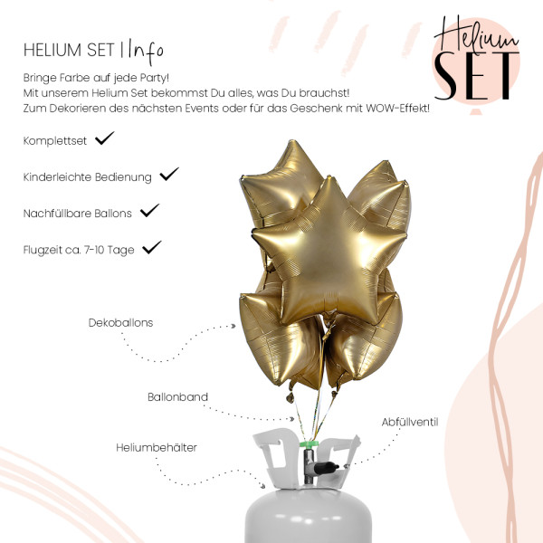YOU´RE GOLD, Baby! mattes Stern Ballonbouquet-Set mit Heliumbehälter