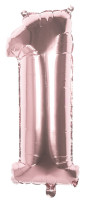 Balon foliowy numer 1 w kolorze różowego złota 86cm