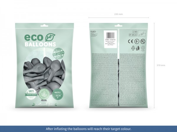 100 eco pastel balloons gray 26cm