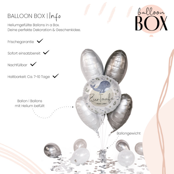 Heliumballon in der Box Taufe Wal 3