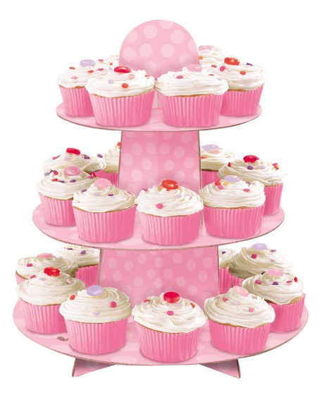 Suikerzoete roze cupcake standaard