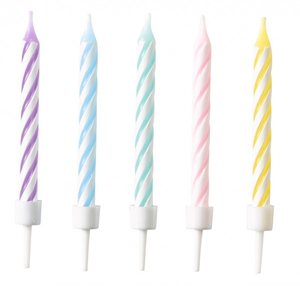 10 colorful pastel cake candles 7.5cm