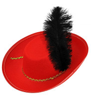 Widok: Muszkieterska czapka dziecięca z czerwonym piórkiem