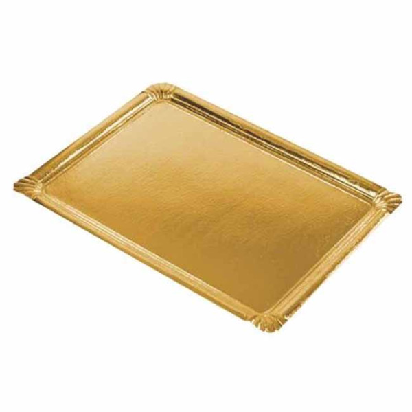 5 platos de cartón para servir cuadrados dorados 45,5cm x 34cm
