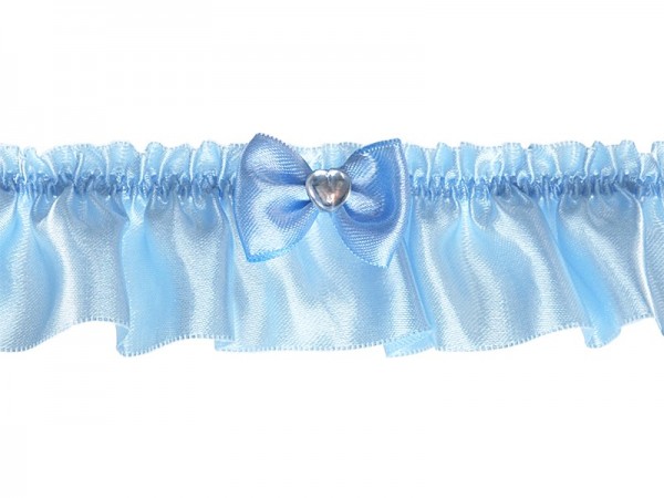 Blauwe satijnen kousenband 3,7 cm