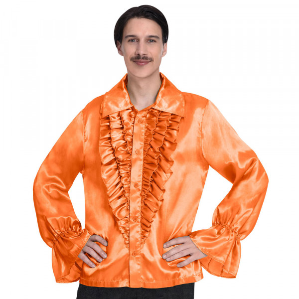 Pomarańczowa koszula z falbaną dla mężczyzn