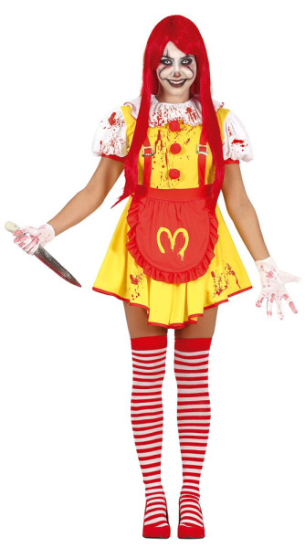 Disfraz de payaso hamburguesa de terror para mujer