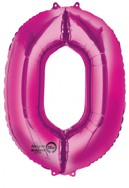 Cijferballon 0 roze 88cm