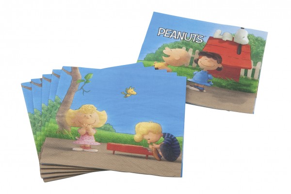 Pack de 20 vasos de papel Peanuts para fiestas de cumpleaños infantiles 33x33cm