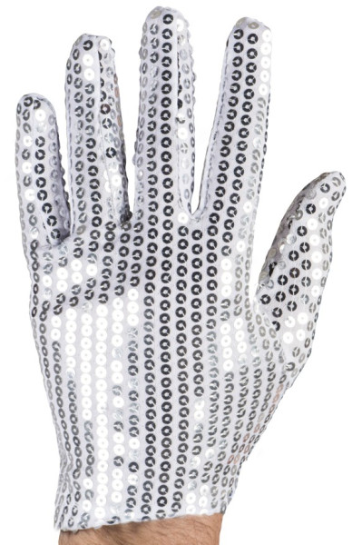 Silberfarbene Pailletten Handschuhe 6