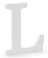 Lettera L in legno bianco 16 x 20 cm