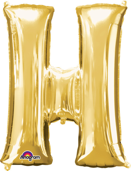 Letter foil balloon H gold 81cm