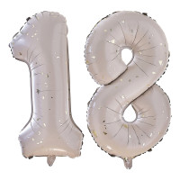 Ballon aluminium numéro 18 élégance crème-or 66cm