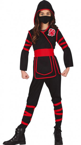 Kostium ninja czarno-czerwony dla dzieci