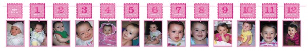 Guirnalda De Fotos Primer Cumpleaños Niña Rosa 365cm
