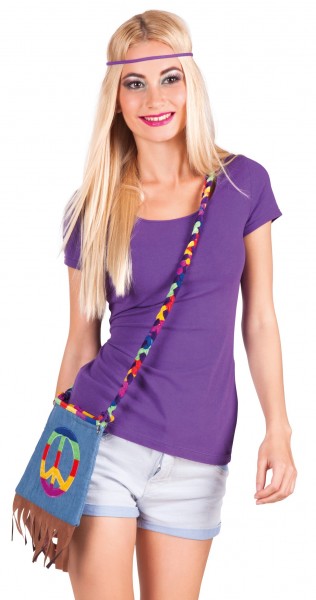 Peace Hippie Handtasche mit Kordel