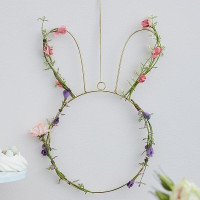 Aperçu: Suspension lapin de Pâques et fleurs 32cm
