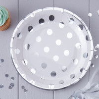 Preview: 8 Mix & Match points paper plate silver 23cm