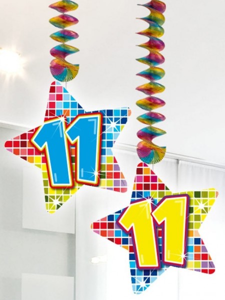 2 Groovy 11th Birthday spiral hangers 75cm