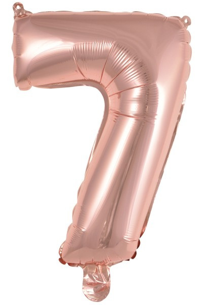 Zahl 7 roségoldener Folienballon 40cm