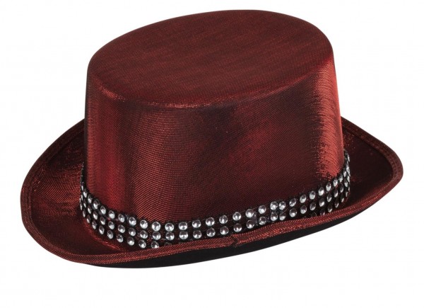 Theodor steampunk hat i rødt metallisk look