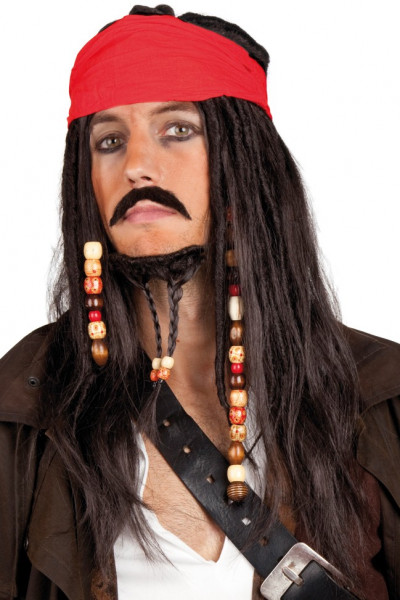 Piratenperücke Jack Sparrow Perücke Piraten Herrenperücke Zigeuner Pirat Kostüm 