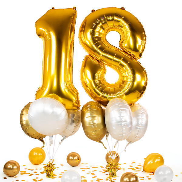 10 Heliumballons in der Box Golden 18