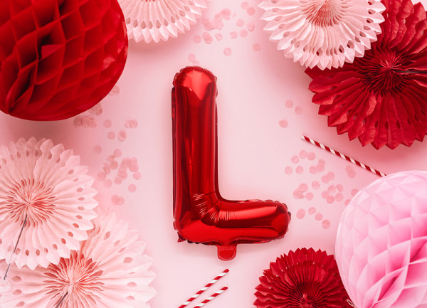 Czerwony balon z literą L 35 cm