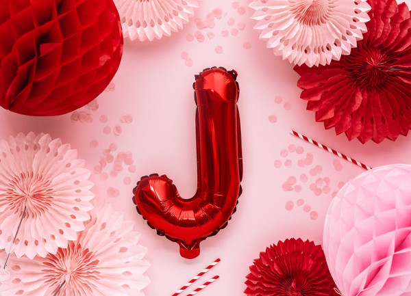 Czerwony balon z literą J 35 cm