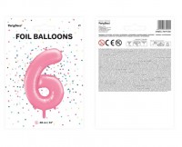 Förhandsgranskning: Nummer 6 folieballong rosa 86cm
