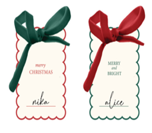 10 place cards Green-Red Christmas