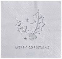 16 serviettes argentées Joyeux Noël