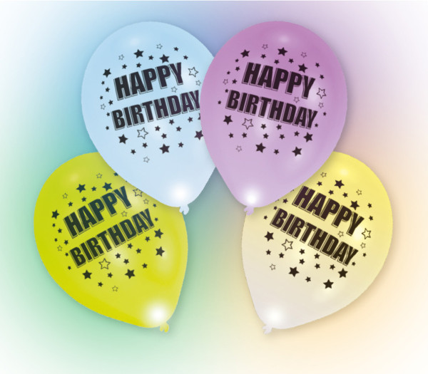 Set of 4 Happy Birthday LED balloons