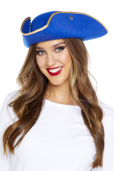 Pirate hat for adults blue-gold