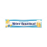 Oktoberfest Banner Bier Festival 180 x 40 cm blau-weiß