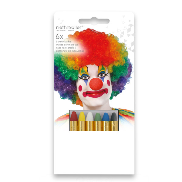 6 funny clown make-up pencils