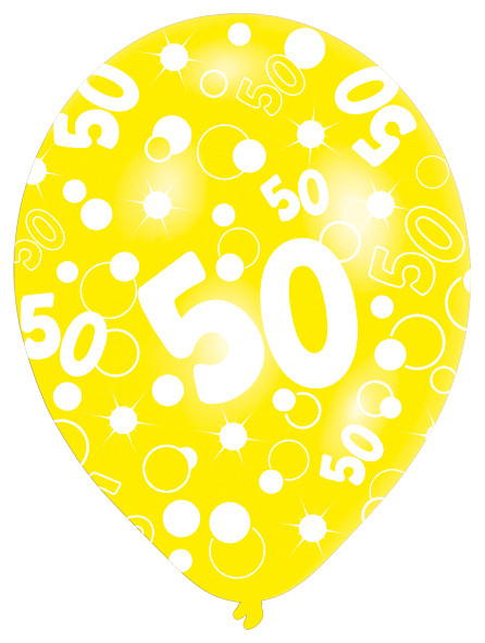 6 balloner bobler 50 års fødselsdag farverig 27,5 cm 4