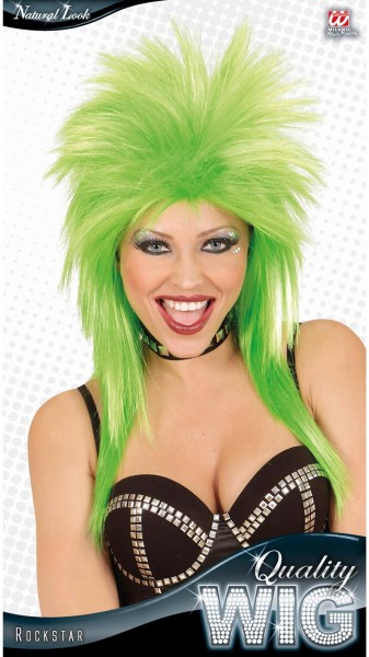 Neon Green Rock Tube Wig 2
