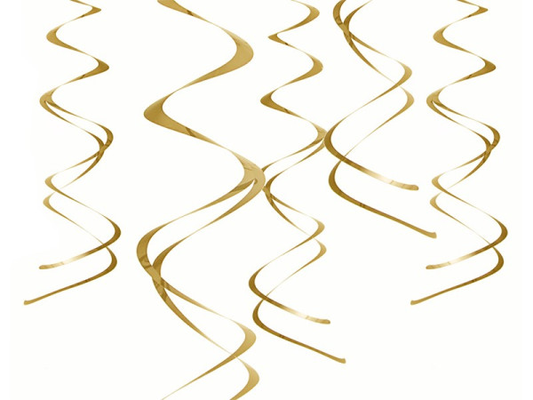 5 goldene metallic Spiralhänger 60cm