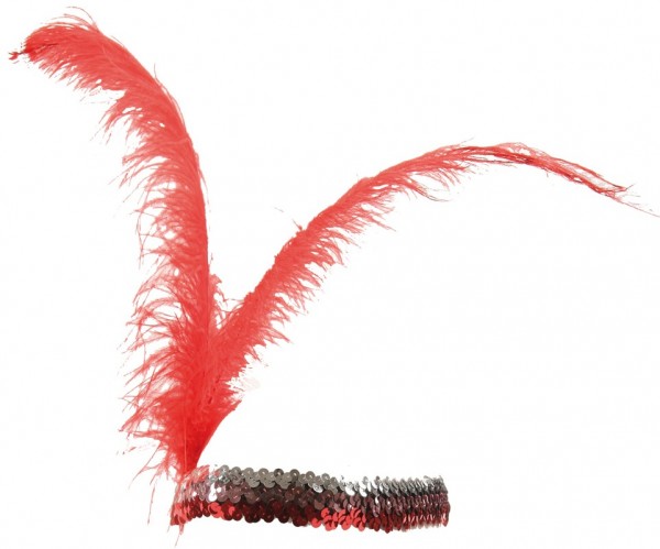 Charleston sequin headband red with feather