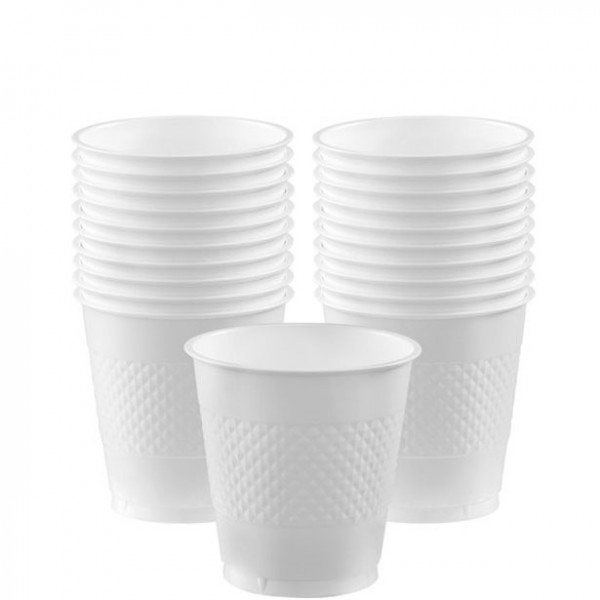 20 plastic cups white 266ml