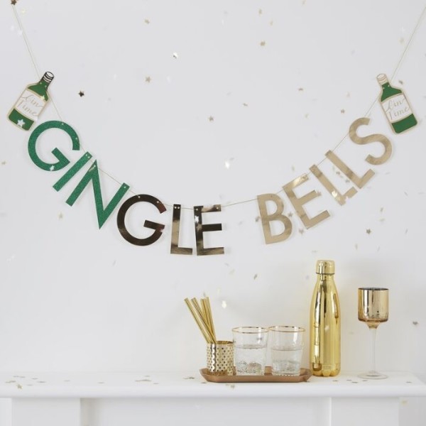 Gouden Kerst Gingle Bells slinger 2m