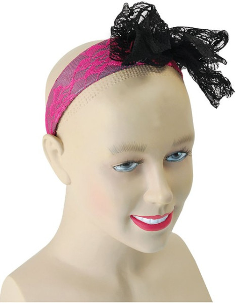 Roze kanten hoofdband met strik