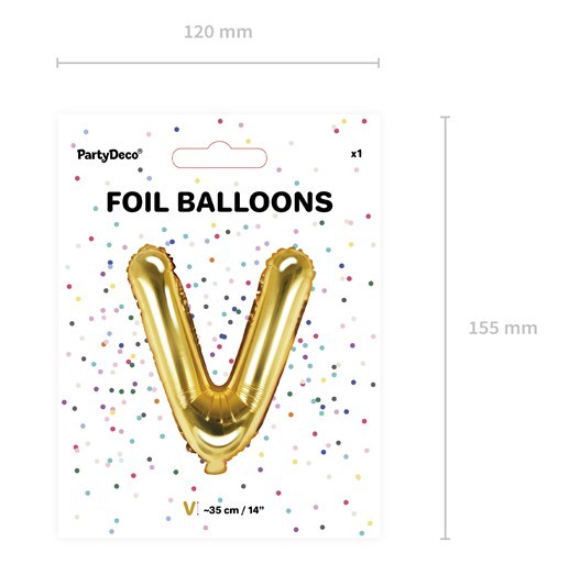 Folieballon V guld 35cm 3