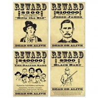4 Wanted posters 48cm