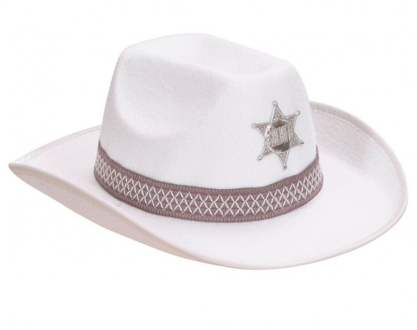 Sheriff cowboy hat hvid