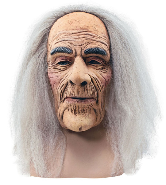 Masque de vieil homme effrayant avec des cheveux